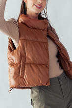 Load image into Gallery viewer, Leather puffer vest
