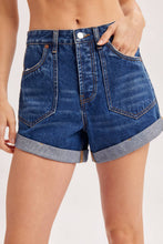 Load image into Gallery viewer, Bluivy - WESTERN POCKET ROLLED HEM DENIM SHORTS

