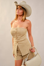 Load image into Gallery viewer, Western Buckle Strapless Top
