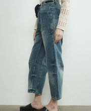 Load image into Gallery viewer, ‘Eyelet’ barrel jeans
