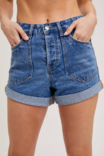 Load image into Gallery viewer, Bluivy - WESTERN POCKET ROLLED HEM DENIM SHORTS
